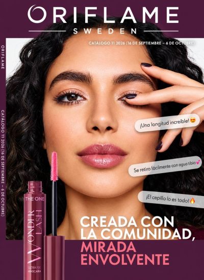Catálogo Oriflame 13 2026 y máscara de pestañas The One Wonderlash Ultra Fix